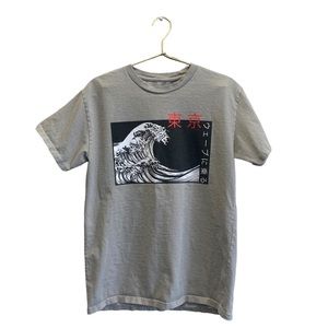 Bowery Supply Co Mens Wave Graphic T-Shirt Japanese Art Short SleeveTee 0015‎